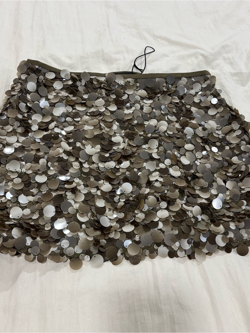 New Zara Greenish Oversized Sequin Paillette Mini Skirt S